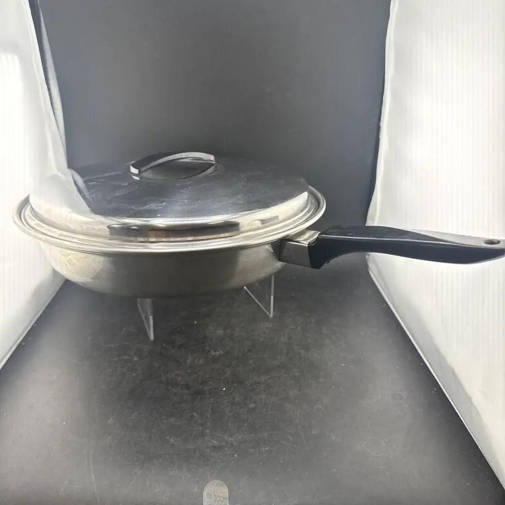 Flint Ware By Ekco #357 Stainless Steel 10 Inch Skillet Frying Pan w/ Lid USA